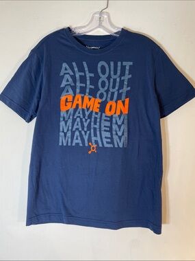 Orangetheory Navy Tee with Bright Orange 'GAME ON' Graphic. Men’s M.